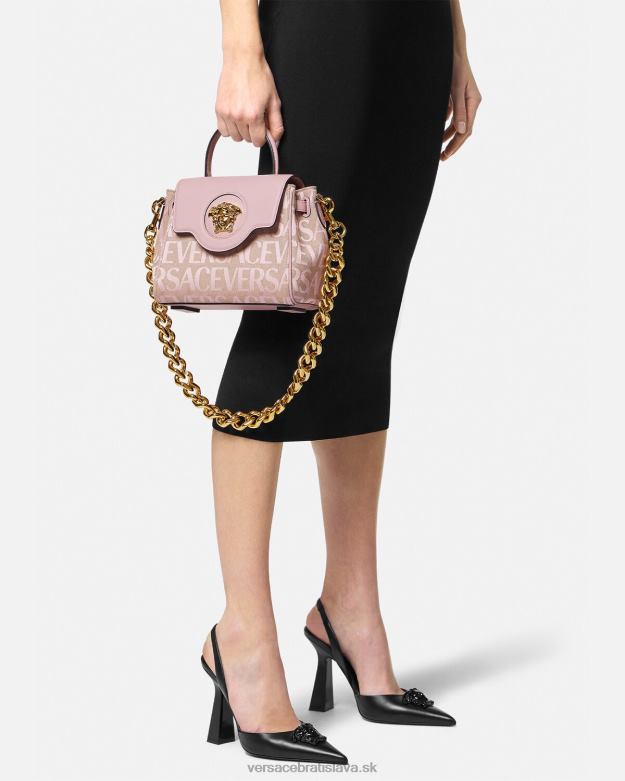 tašky X8X8P326 Versace celoplošná malá kabelka la medusa ružová a potlač ženy