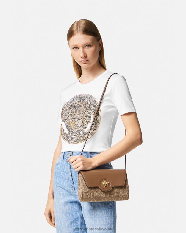 tašky X8X8P327 Versace celoplošná crossbody kabelka la medusa hnedá ženy