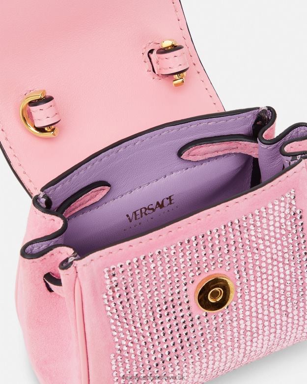 tašky X8X8P328 Versace la medusa posiata mikro taška Ružová ženy