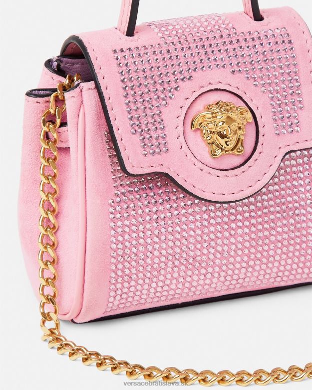tašky X8X8P328 Versace la medusa posiata mikro taška Ružová ženy