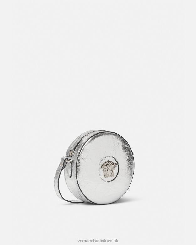tašky X8X8P338 Versace la medusa okrúhla crossbody kabelka sivá ženy