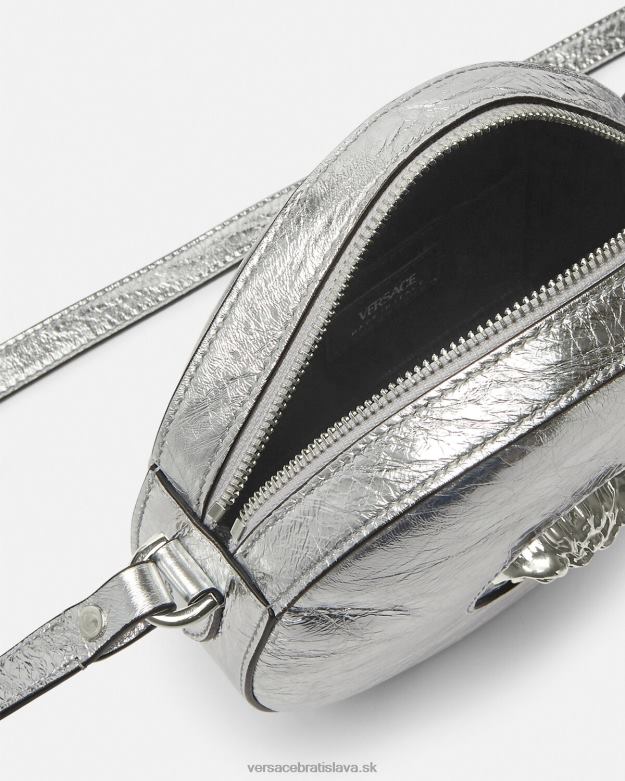 tašky X8X8P338 Versace la medusa okrúhla crossbody kabelka sivá ženy