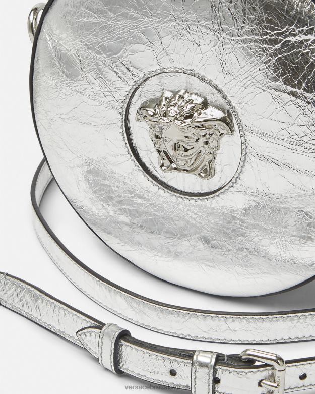 tašky X8X8P338 Versace la medusa okrúhla crossbody kabelka sivá ženy