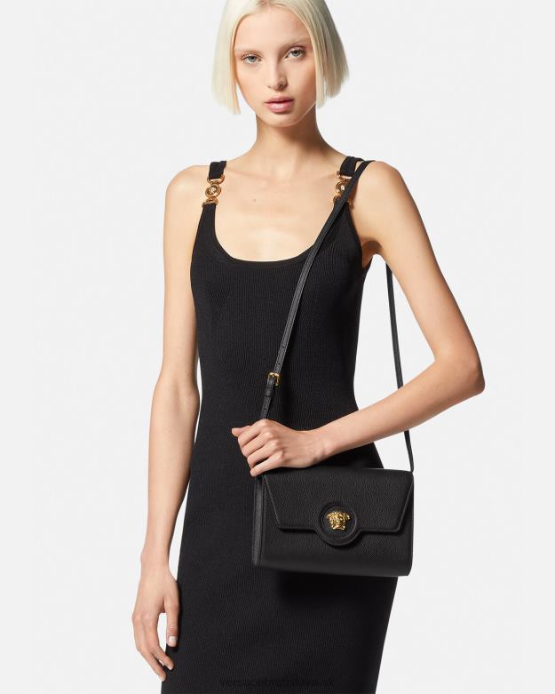 tašky X8X8P344 Versace crossbody kabelka la medusa čierna ženy