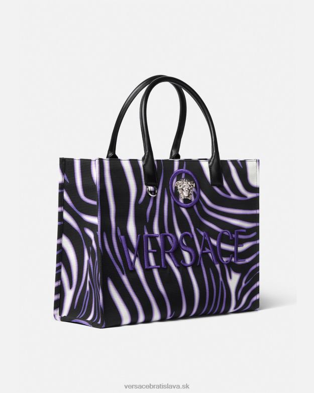 tašky X8X8P349 Versace zebra veľká kabelka potlač a fialová ženy