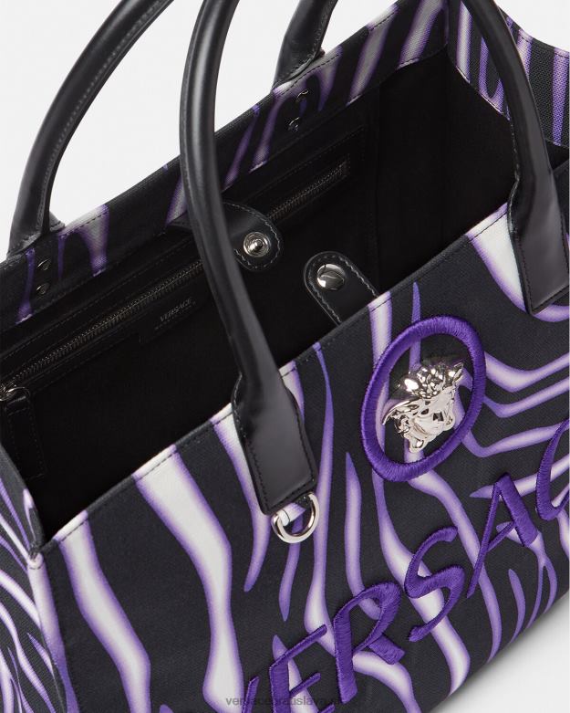 tašky X8X8P349 Versace zebra veľká kabelka potlač a fialová ženy