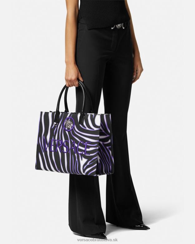 tašky X8X8P349 Versace zebra veľká kabelka potlač a fialová ženy