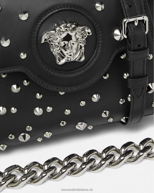 tašky X8X8P350 Versace la medusa špicatá malá kabelka čierna ženy