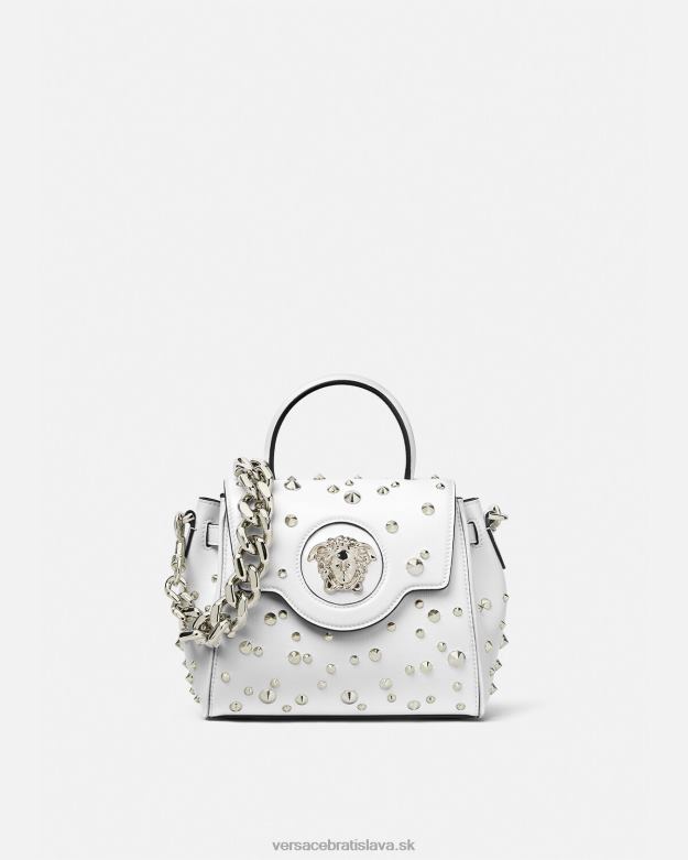 tašky X8X8P351 Versace la medusa špicatá malá kabelka biely ženy