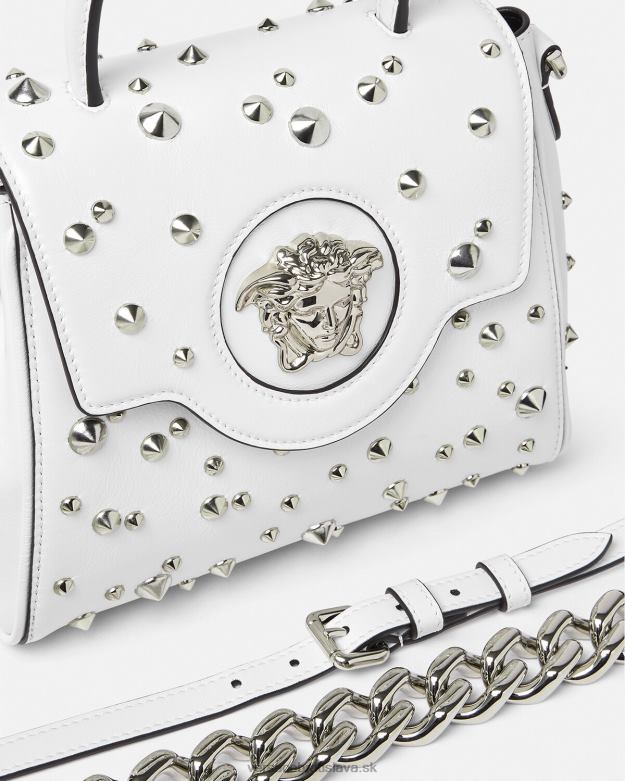 tašky X8X8P351 Versace la medusa špicatá malá kabelka biely ženy