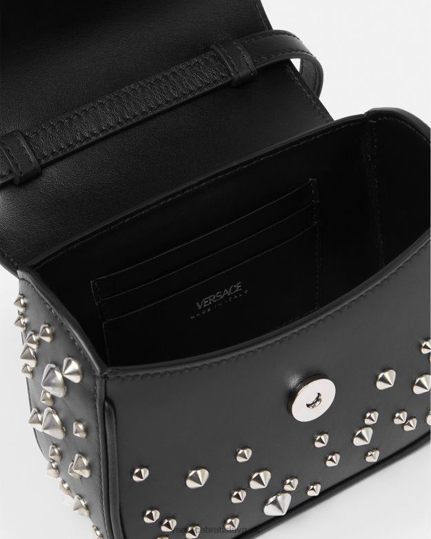 tašky X8X8P352 Versace la medusa špicatá mini taška čierna ženy