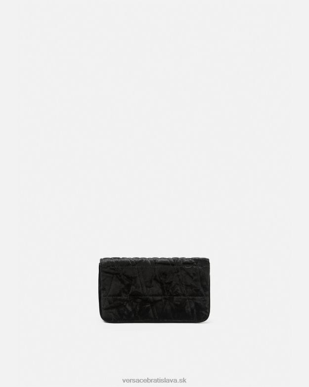 tašky X8X8P377 Versace zamatová mini taška virtus čierna ženy