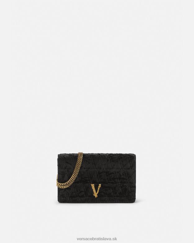 tašky X8X8P378 Versace zamatová virtus spojka čierna ženy