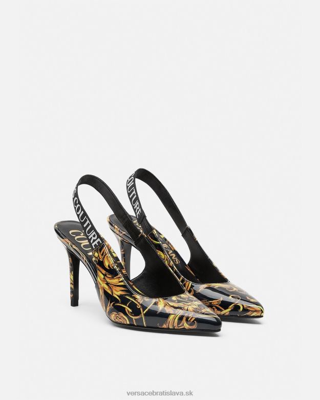 topánka X8X8P2308 Versace logo couture slingback lodičky čierne zlato ženy