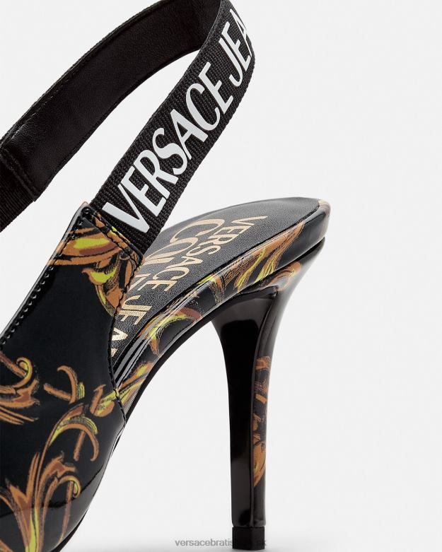 topánka X8X8P2308 Versace logo couture slingback lodičky čierne zlato ženy