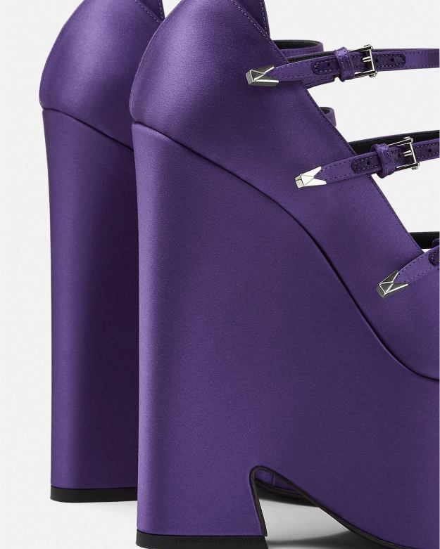 topánka X8X8P496 Versace tempest saténové lodičky na platforme fialový ženy