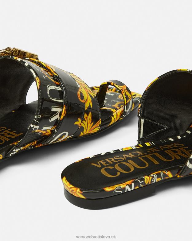 topánka X8X8P2300 Versace couture mules s logom millie čierne zlato ženy