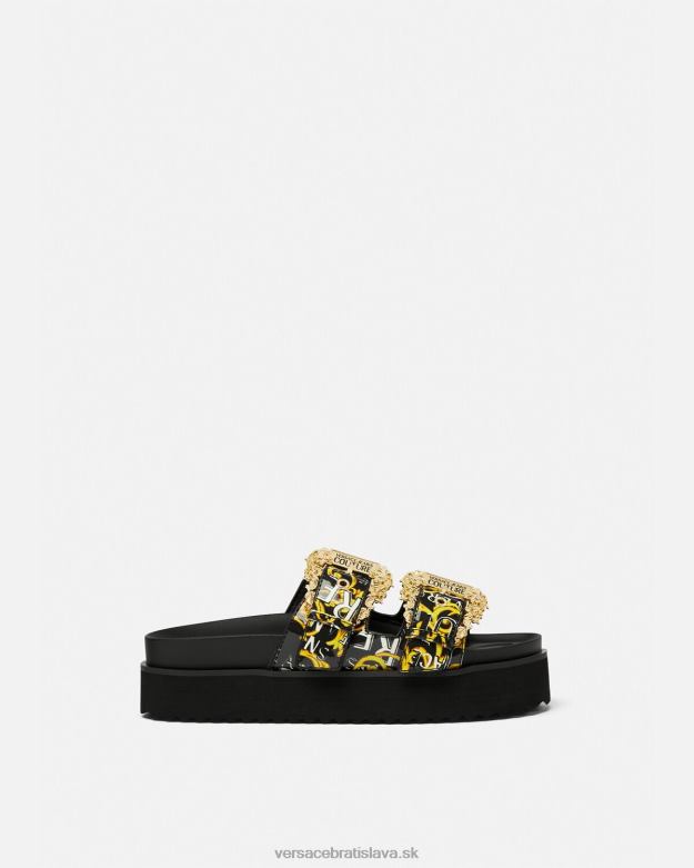 topánka X8X8P2276 Versace Módne sandále s logom Arizona čierne zlato ženy