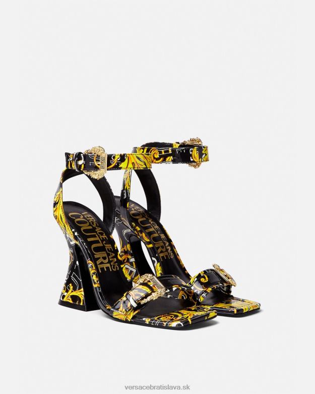 topánka X8X8P2292 Versace Krojové sandále s logom kirsten čierne zlato ženy