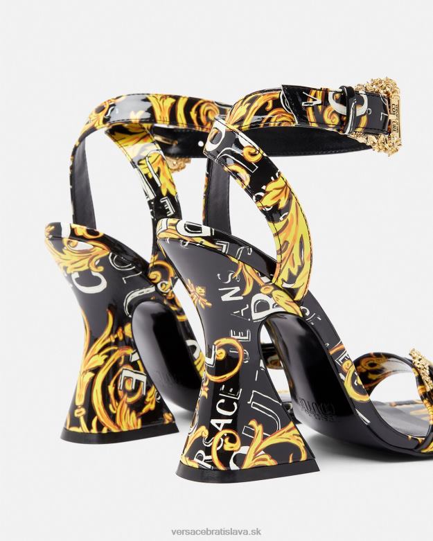 topánka X8X8P2292 Versace Krojové sandále s logom kirsten čierne zlato ženy