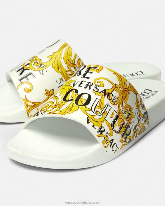 topánka X8X8P2309 Versace škrupinové logo couture diapozitívov zlatá a biela ženy