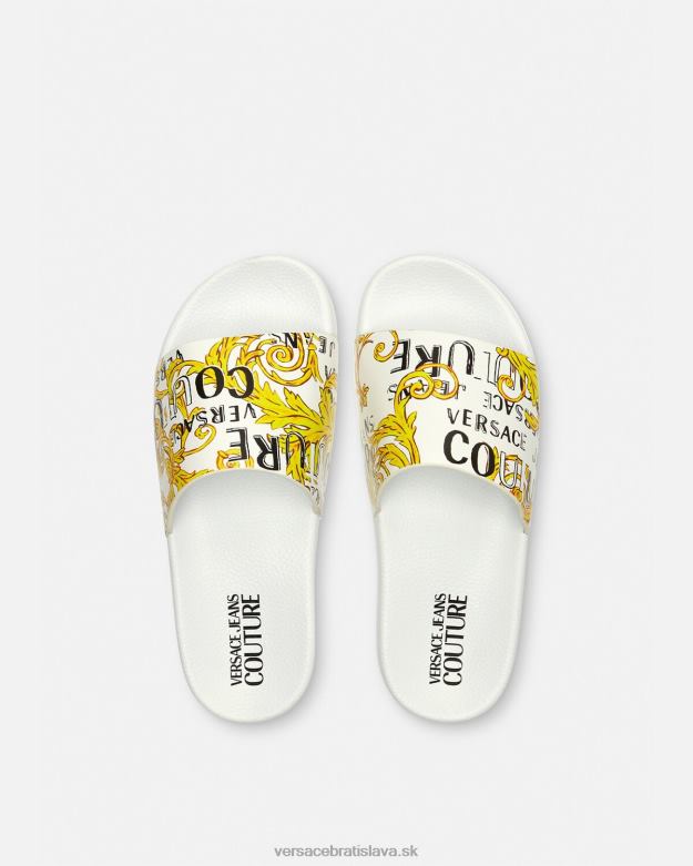 topánka X8X8P2309 Versace škrupinové logo couture diapozitívov zlatá a biela ženy