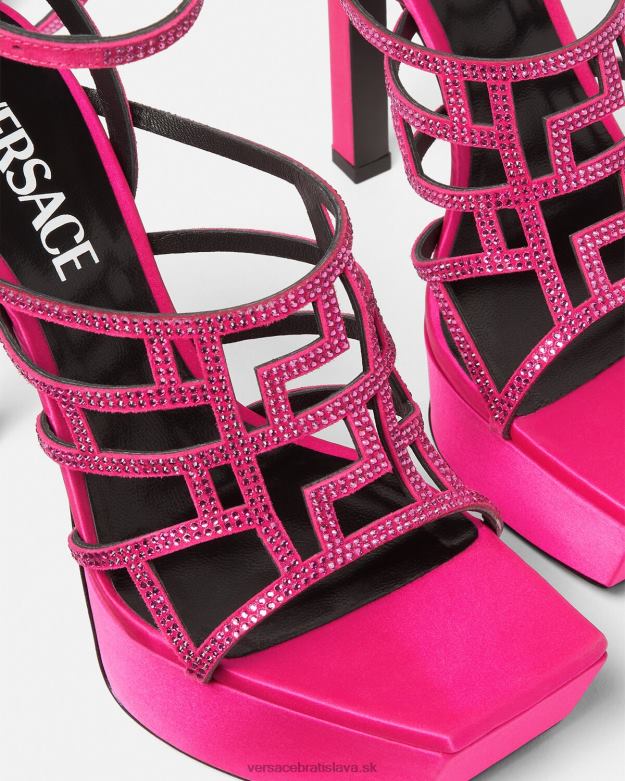 topánka X8X8P468 Versace krištáľové sandále greca bludisko Ružová ženy
