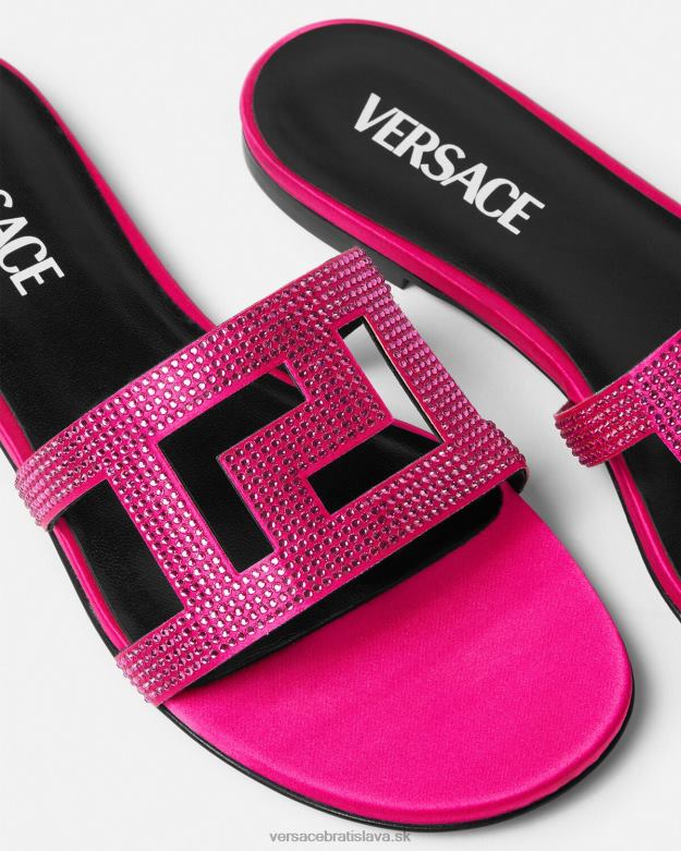 topánka X8X8P471 Versace greca bludisko krištáľové ploché sandále Ružová ženy
