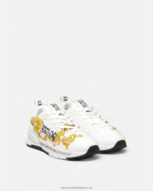 topánka X8X8P2279 Versace dynamické tenisky s logom couture zlatá a biela ženy