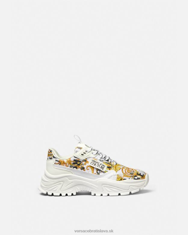 topánka X8X8P2287 Versace logo couture turistické tenisky zlatá a biela ženy