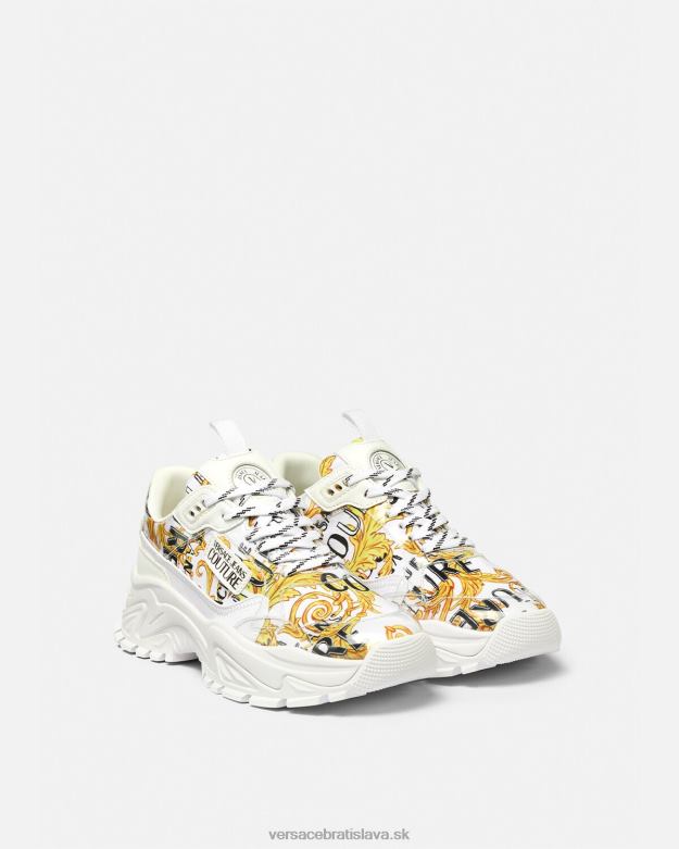 topánka X8X8P2287 Versace logo couture turistické tenisky zlatá a biela ženy