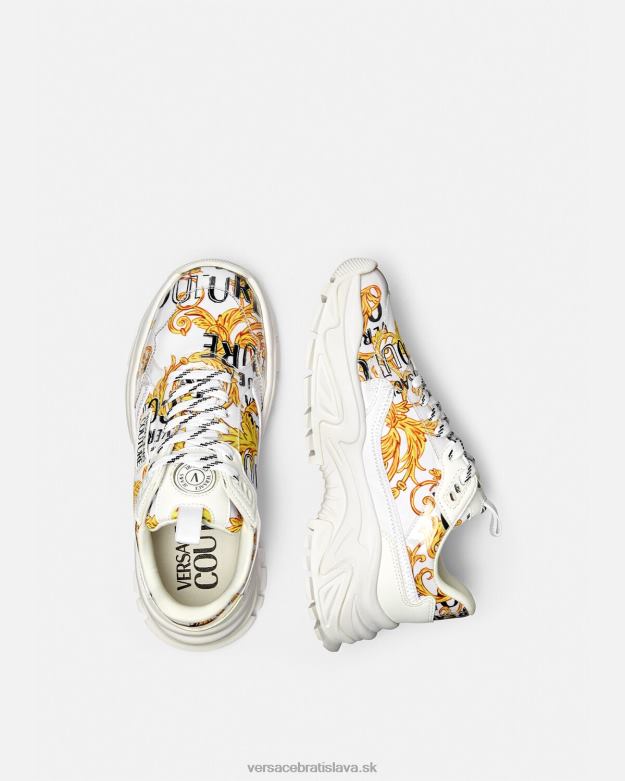topánka X8X8P2287 Versace logo couture turistické tenisky zlatá a biela ženy