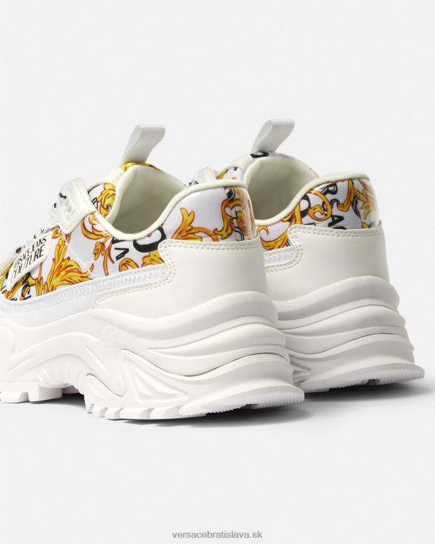 topánka X8X8P2287 Versace logo couture turistické tenisky zlatá a biela ženy