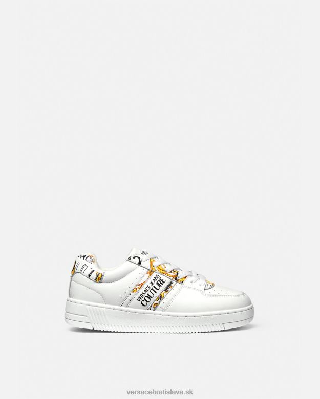 topánka X8X8P2295 Versace logo brush couture tenisky meyssa zlatá a biela ženy