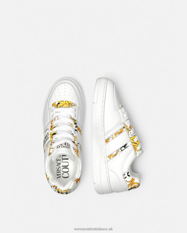 topánka X8X8P2295 Versace logo brush couture tenisky meyssa zlatá a biela ženy