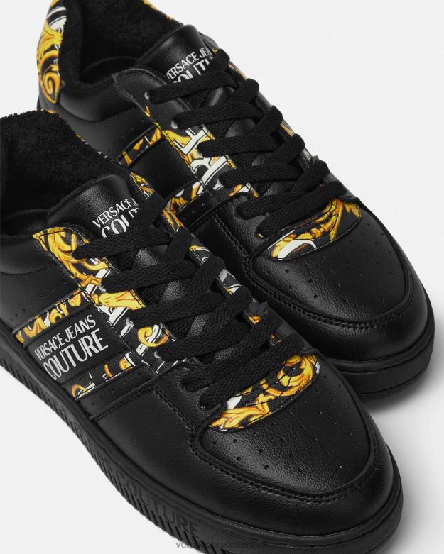 topánka X8X8P2296 Versace logo brush couture tenisky meyssa čierne zlato ženy