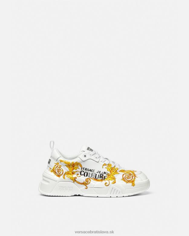topánka X8X8P2310 Versace couture tenisky s logom stargaze zlatá a biela ženy