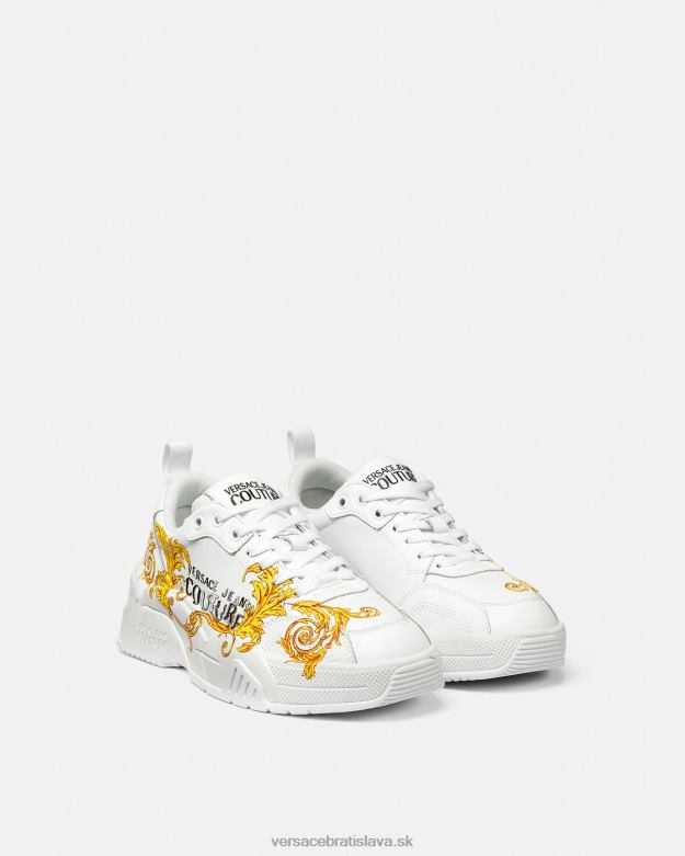 topánka X8X8P2310 Versace couture tenisky s logom stargaze zlatá a biela ženy