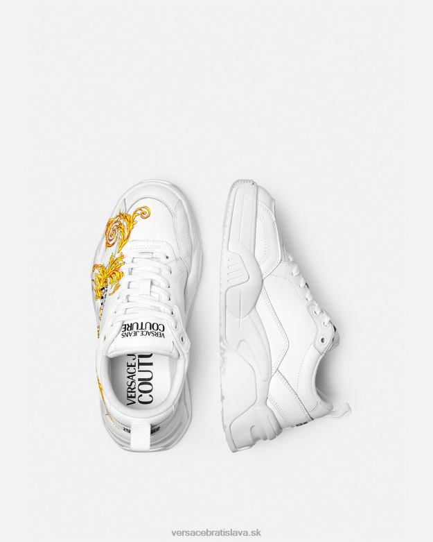 topánka X8X8P2310 Versace couture tenisky s logom stargaze zlatá a biela ženy