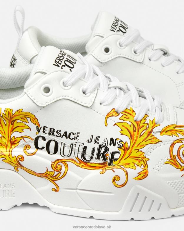 topánka X8X8P2310 Versace couture tenisky s logom stargaze zlatá a biela ženy